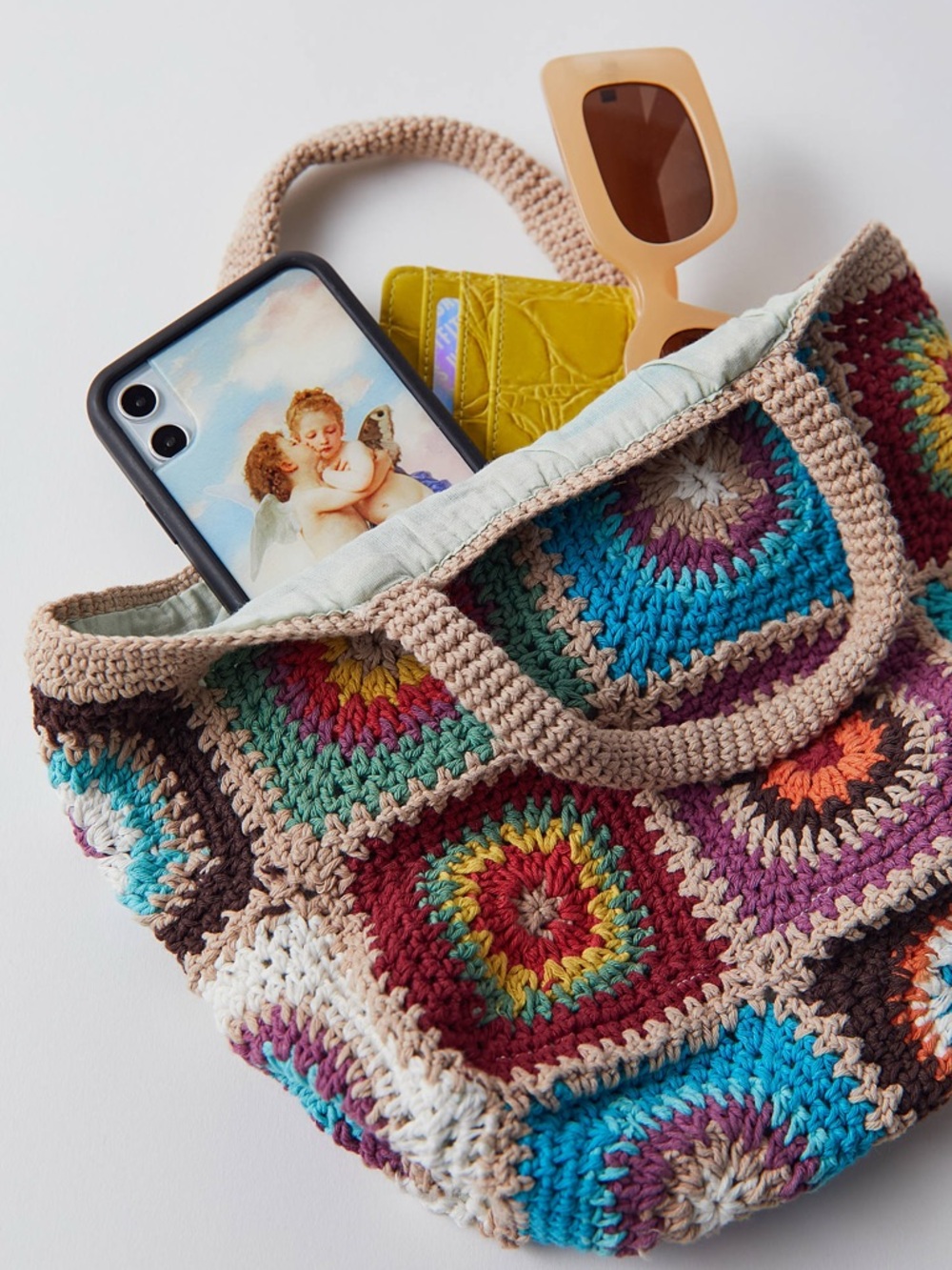 Urban Outfitters Multicolor Crochet Granny Square Tote - Beige Trim - Picture 3 of 4